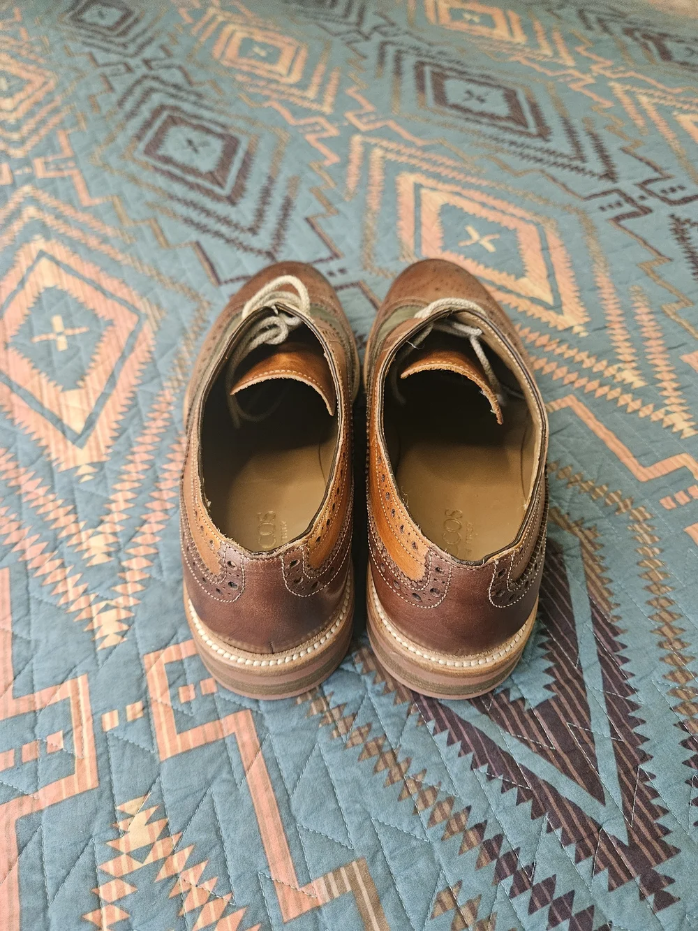 Two-Tone Brown & Olive‎ Leather Wingtip Derbys